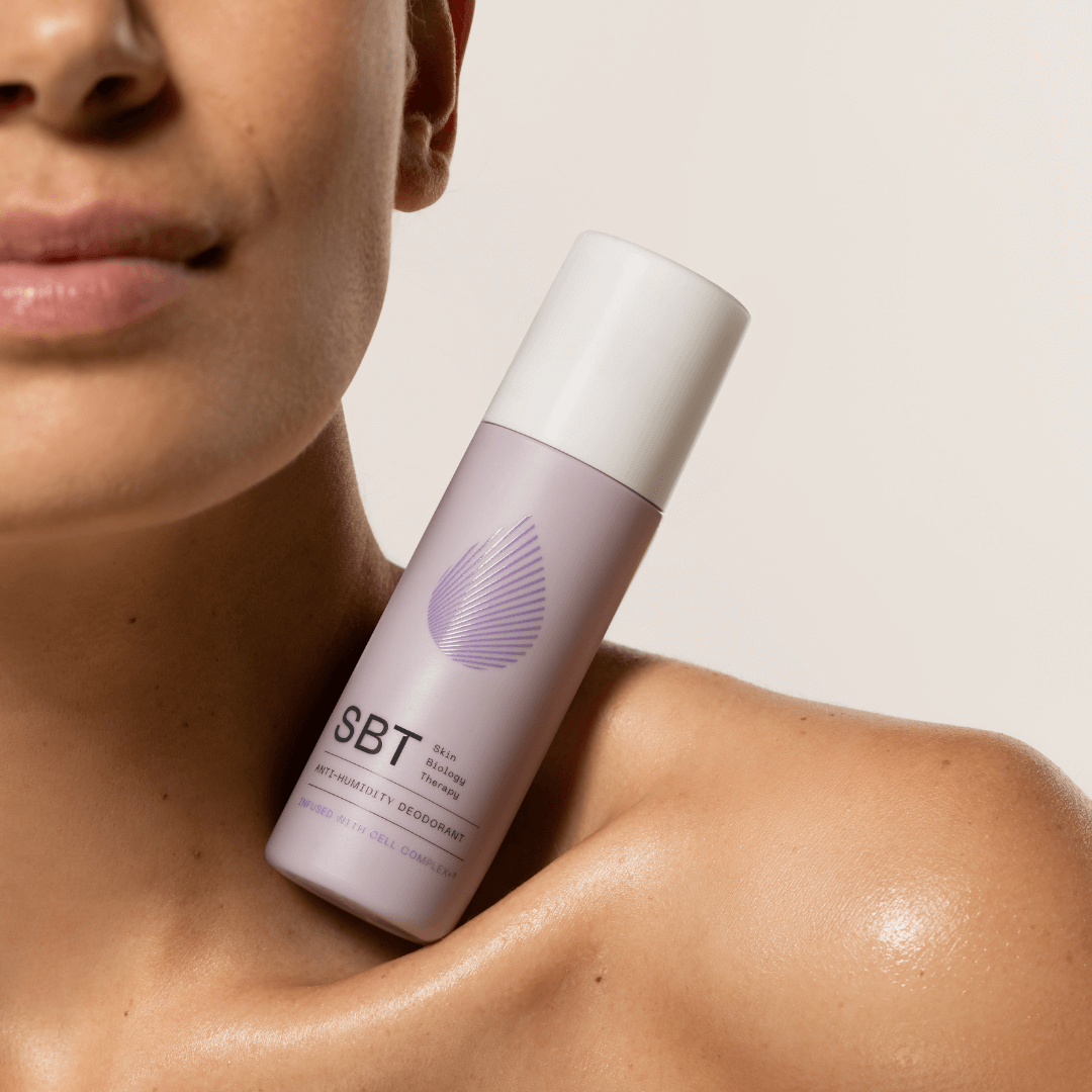 SBT Anti-Humidity Deodorant on shoulder